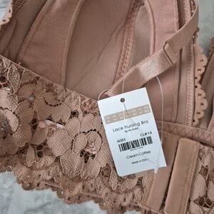 Momanda Lace Plunge Nursing Bralette Cream Coffee 36C NWT